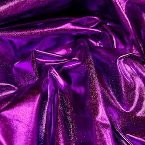 Stretch pvc lamé metallic jersey fabric, per metre - plain - purple