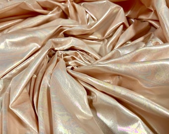 Stretch spandex pvc coated jersey fabric, per metre - pearlescent swirl - oyster