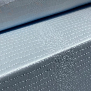 Embossed scuba neoprene style stretch spandex jersey fabric, per metre - alligator skin - sky blue