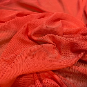 Power mesh net stretch spandex fabric, per metre - plain - hot orange