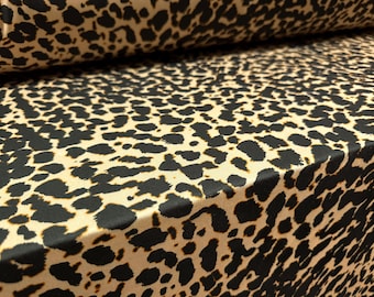 Bademode Stretch Spandex Jersey Stoff, Meterware - Leopardenmuster - helles Gold