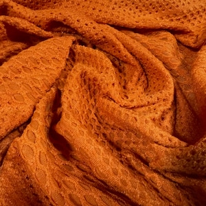 Bonded fishnet stretch spandex jersey fabric, per metre - orange on orange