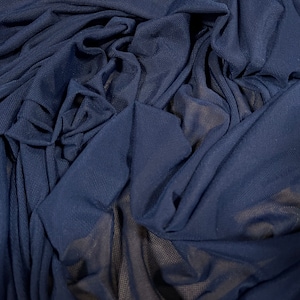 Power mesh net stretch spandex fabric, per metre - plain - French navy