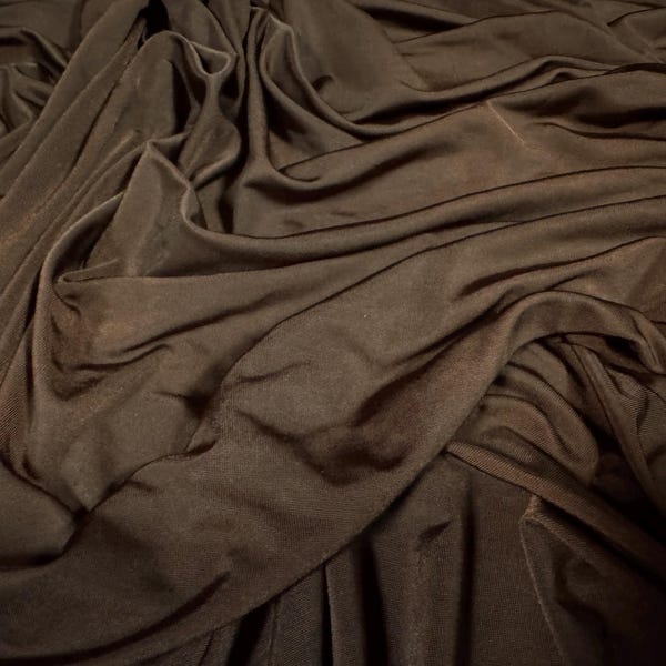 Soft touch spandex stretch single jersey dress fabric, per metre - plain - dark brown