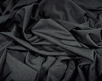 Finely textured stretch spandex single jersey fabric, per metre - plain - black