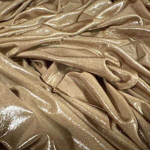 Slinky spandex jersey fabric with metallic finish, per metre - stone