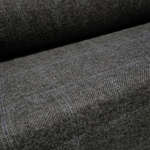 Wool blend heavyweight suiting fabric, per metre - check design - grey & blue
