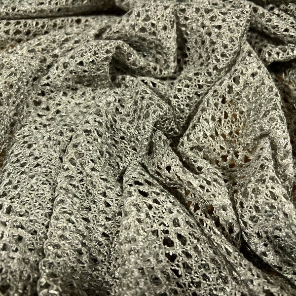 Tissu de robe en dentelle tricoté au crochet avec paillettes, au mètre - vert sauge