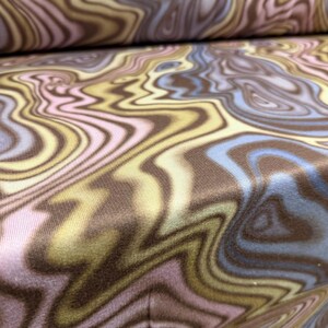 Sweatshirt Fleece weicher Jersey Stoff, Meterware - Swirl Print - Pastell Rosa Blau Grün