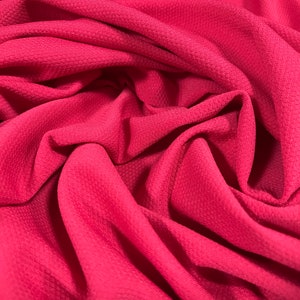 Double jersey knit stretch spandex dress fabric, per metre - micro jacquard - fuchsia pink