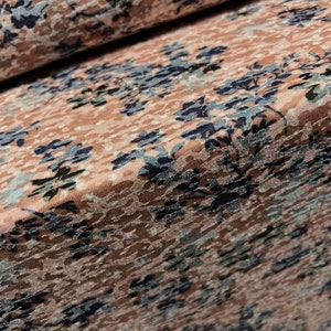 Lady K lightweight burnout single jersey fabric, per metre - floral print - dusky pink & navy blue