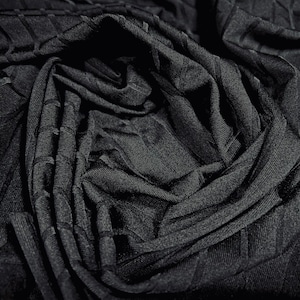 Soft Spandex stretch rib jersey stof, per meter - effen - zwart