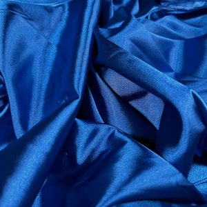 Silky Stretch charmeuse satin dress fabric, per metre - plain - Cobalt blue