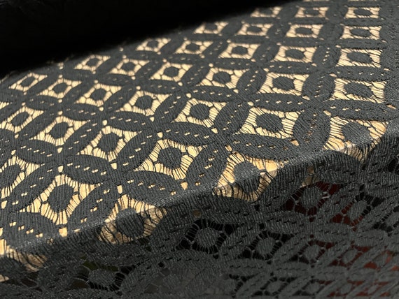Lace Dress Fabric, per Metre - Quatrefoil Design - No Stretch - Black - Etsy Lace Dress Fabric, per Metre - Quatrefoil Design - No Stretch - Black - Etsy