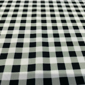 Scuba crepe fabric stretch spandex jersey, per metre - Sage & black gingham print