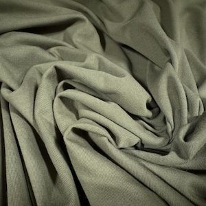 Cotton single jersey fashion fabric, per metre - plain - khaki green