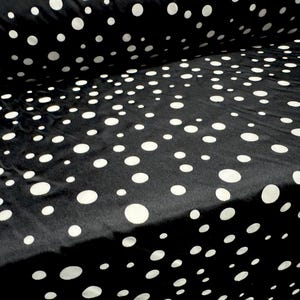 Taffeta faux silk woven dress fabric, per metre - spot print - black & white