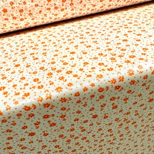 Angelique lightweight sateen jersey fabric, per metre - ditsy floral print - orange & white