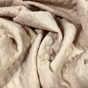 Mock gesteppt doppel Jersey Elasthan Stoff, pro Meter - geometrische Quadrate Design - dunkel creme
