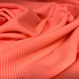 Ottoman rib Stretch jersey fabric , per metre - Neon coral