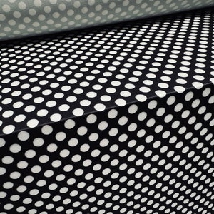Soft touch stretch spandex jersey fabric, per metre - spotty print - black & white