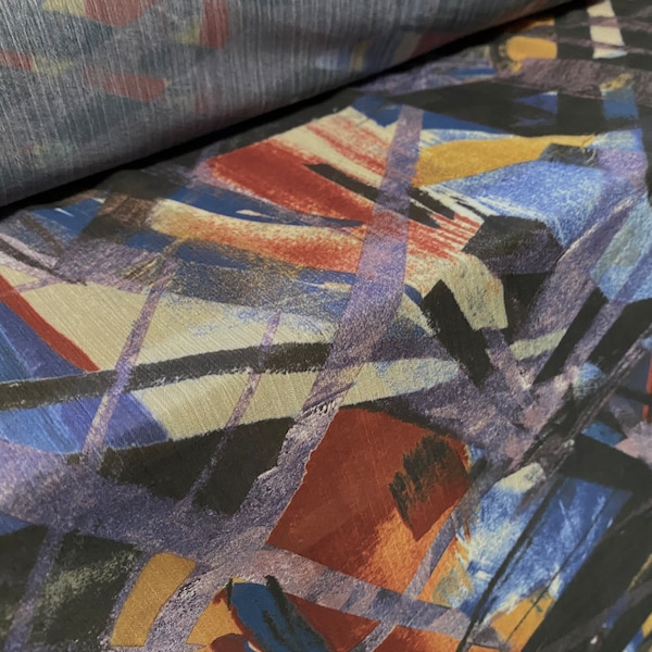 Printed chiffon yoryu dress blouse fabric, per metre - 80s retro print