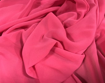 Tissu mousseline tissé léger pour chemisier, au mètre - uni - rose fuchsia