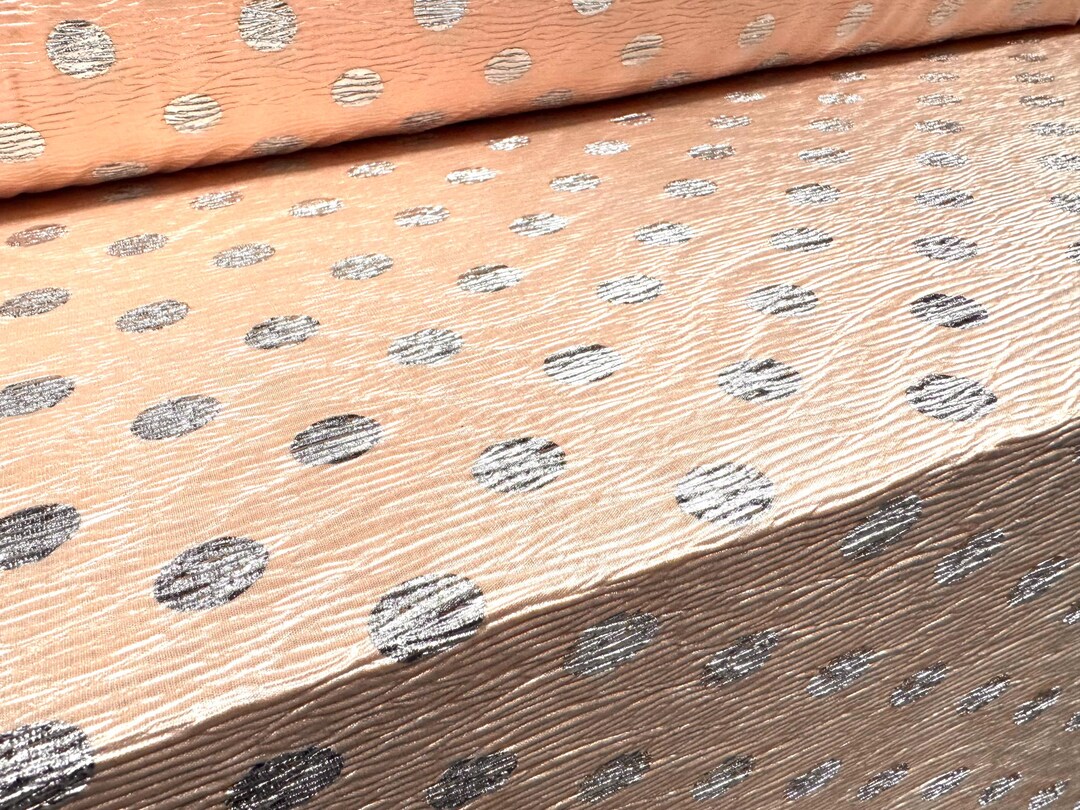 Bodre Satin Jersey Fabric, per Metre - Metallic Polka Dot Print - Pink ...
