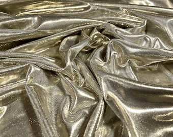 Metallic computer foil lamé single jersey fabric, per metre - plain - grey gold