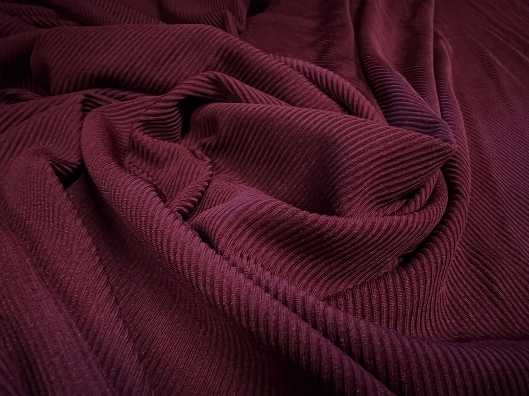 Wine Ribbed Knit Texture Stretch Spandex Rib Jersey Knit Dress Fabric, per Metre - Plain - Wine ...