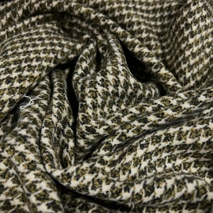 Wool mouflon flannel brushed woven fabric, per metre - dogtoooth - sage green