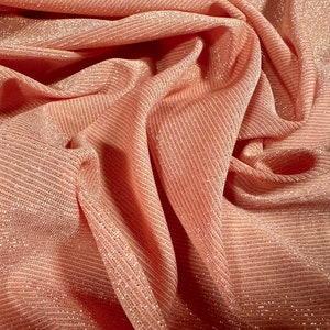Metallic lightweight single fashion jersey fabric, per metre - lurex sparkle - pink & light gold