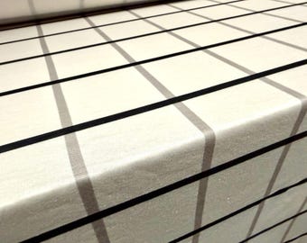 Soft handle single jersey fabric, per metre - matrix check print - ivory