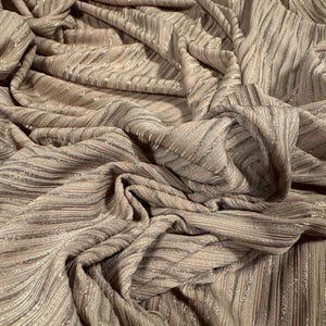 Metallic stretch spandex ribbed jersey fabric, per metre - animal stripe - stone & gold lurex