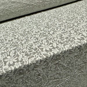 Stretch double jersey fashion fabric, per metre - floral damask jacquard - light grey