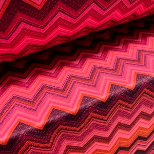 Single jersey polyester fabric - 60 inches wide - chevron zigzag print - fluorescent pink