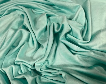 Viskos spandex stretchtyg i single jersey, per meter - enfärgad - turkos