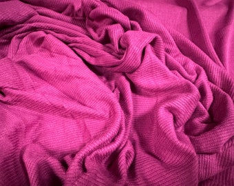 Fine ribbed spandex stretch jersey fabric, per metre - plain - magenta