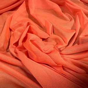 Power mesh net stretch spandex fabric, per metre - Plain - coral