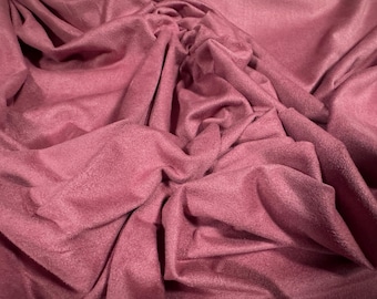 Faux suede stretch spandex jersey fabric, per metre - plain - rouge