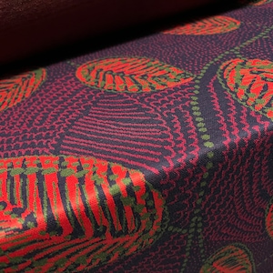 Double jersey knitwear fabric, per metre - leaf jacquard - purple & red