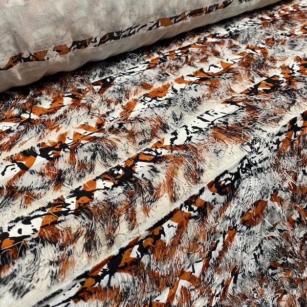 Printed gypsy frill georgette dress fabric, per metre - frayed tiger print