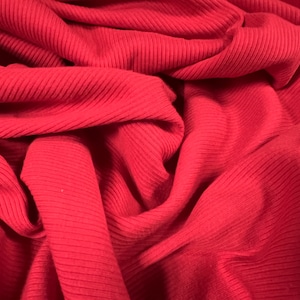 Cotton spandex stretch rib jersey fabric, per metre - plain - red