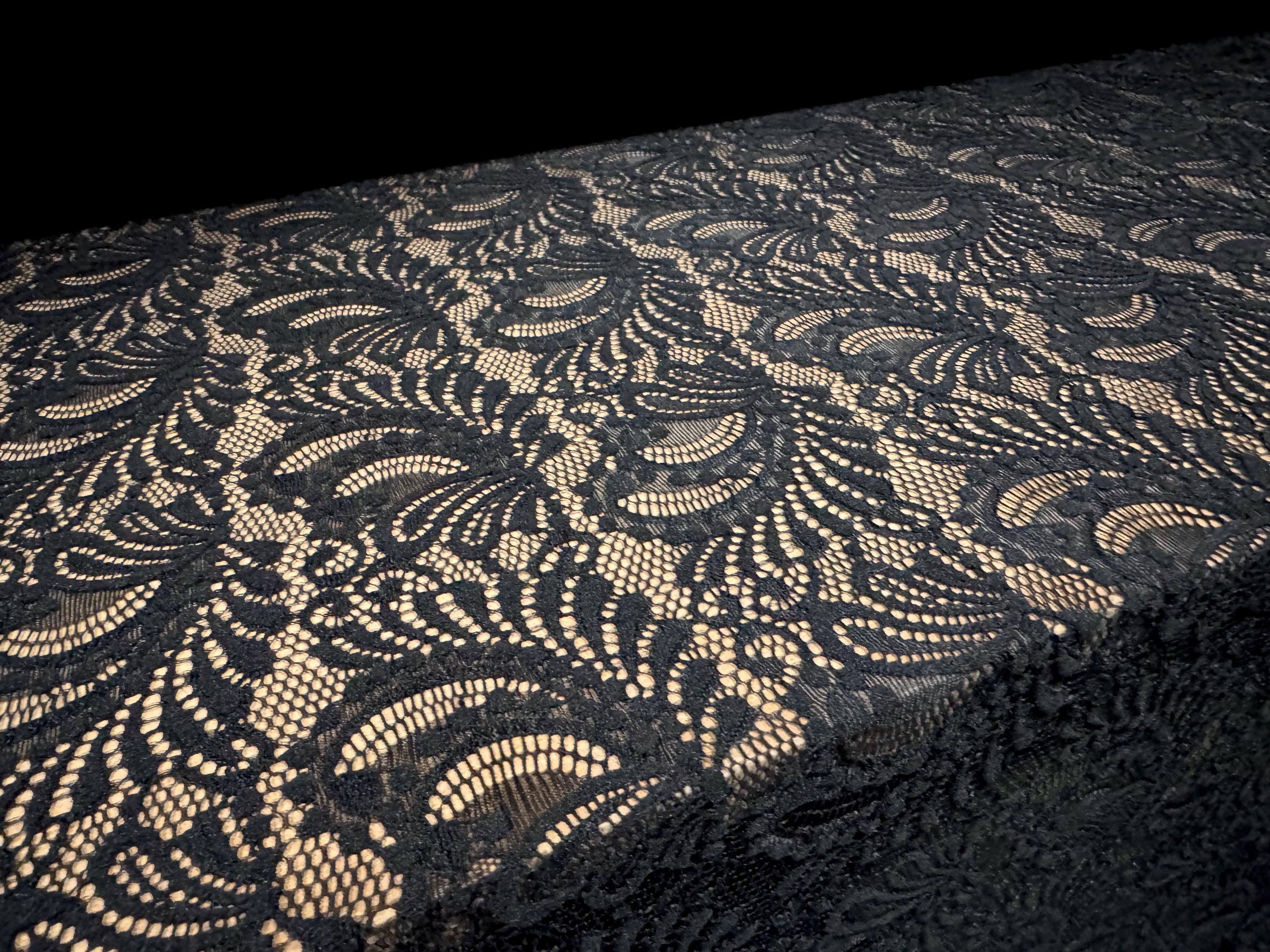 stretch lace dress fabric Elastic Double Border Cording Flower Lace Fabric
