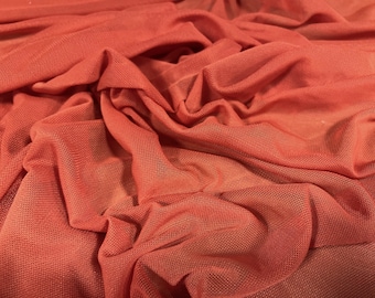 Power mesh net stretch spandex fabric, per metre - Plain - burnt orange