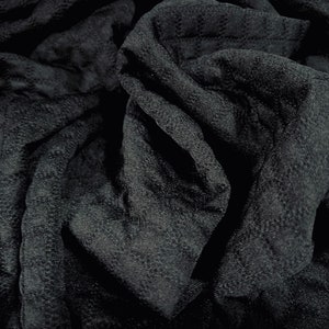 Doppelt gesteppter Jersey Spandex Stoff, Meterware - Geometrische Quadrate Design - Schwarz