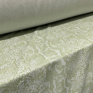 Scuba textured ‘Liverpool’ stretch spandex jersey fabric, per metre - sage green snakeskin print