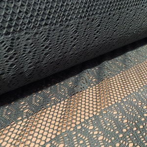 Fishnet stretch mesh floral spandex jersey fabric, per metre - Khaki