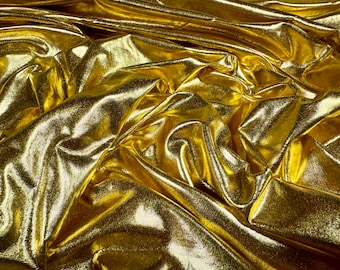 Metallic lamé single jersey fashion fabric, per metre - plain - gold
