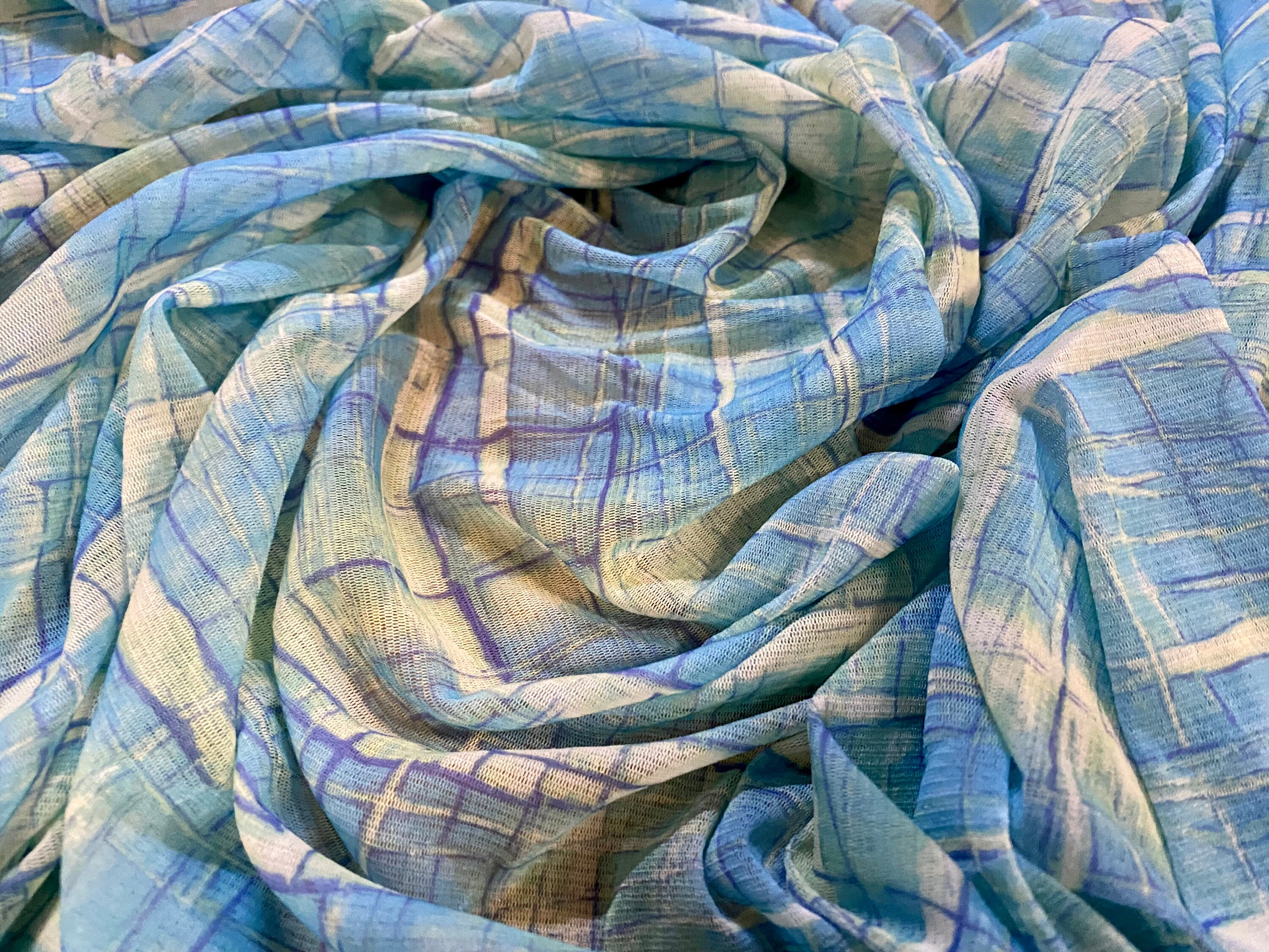 Helenca Thread Stretch Helenca Mesh Fabric, Sheer, per Metre - Abstract Check Print ...